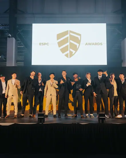The team on stage at the company awards