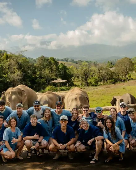 The team outdoors on a company trip