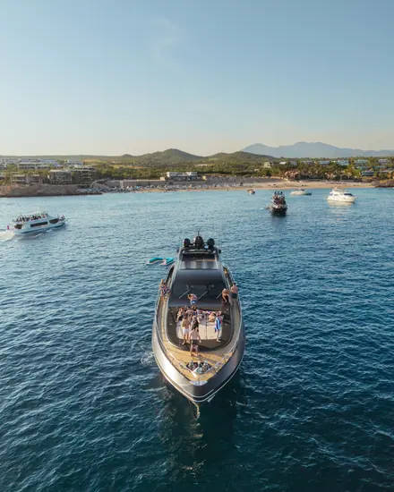 A boat on open water, seen from above